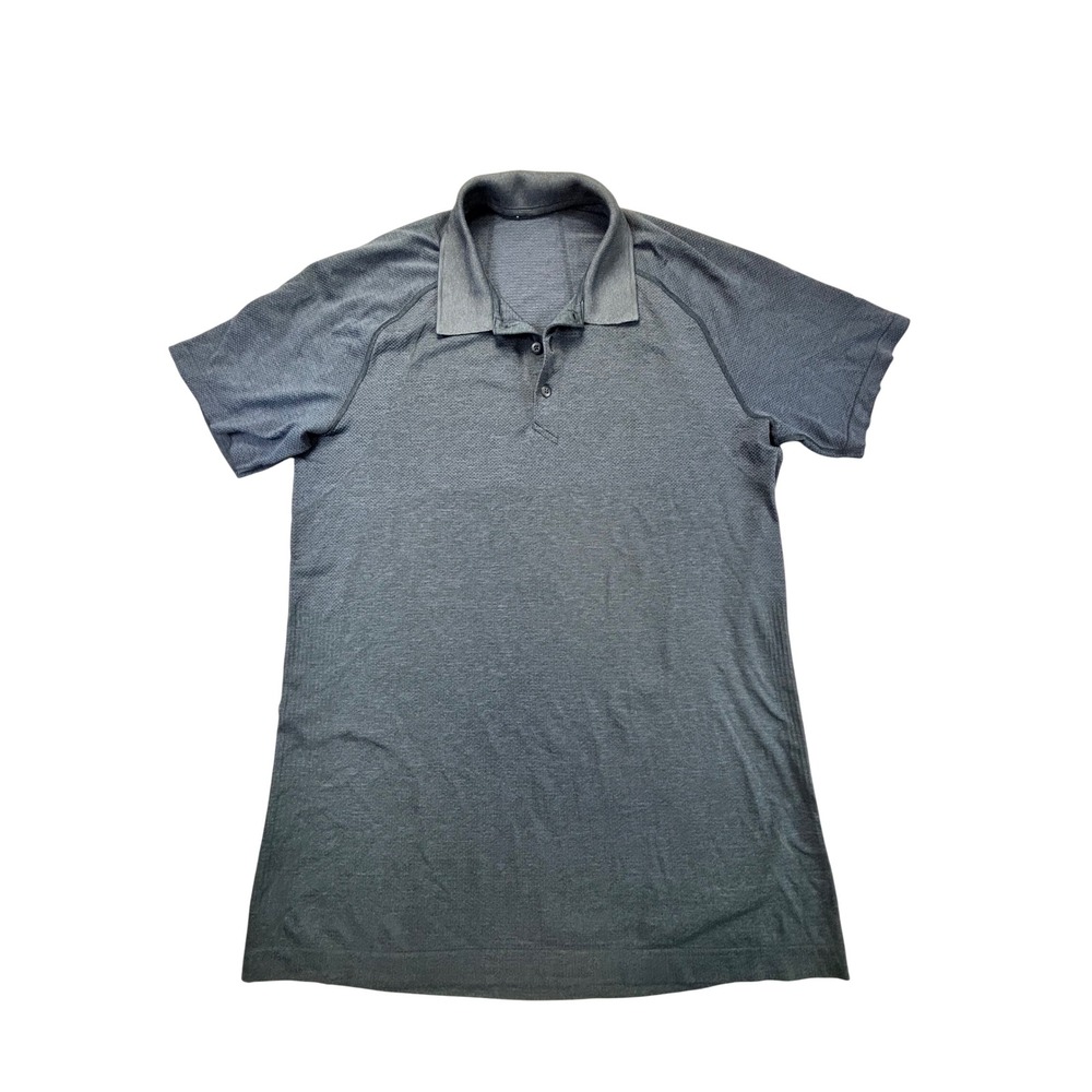 Lululemon‎ Metal Vent Tech Polo Mens Large Blue Gray Short Sleeve Athletic Shirt